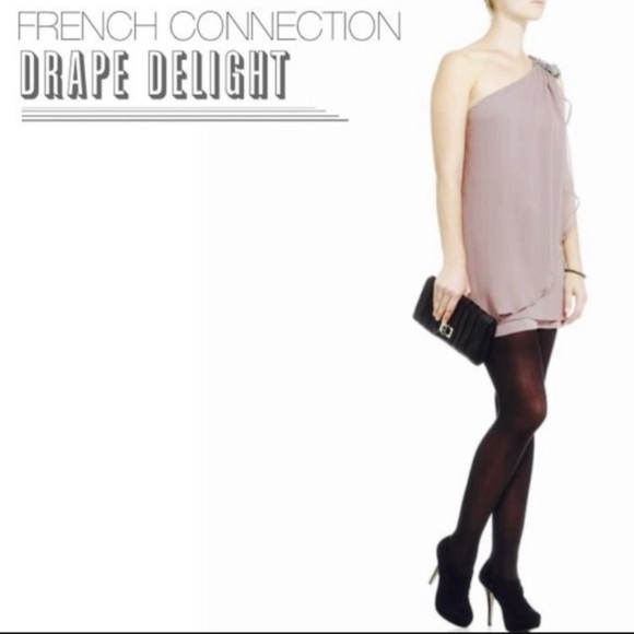 NWT French‎ Connection drape delight dress dusty purple beaded one shoulder Sz 6 - Picture 1 of 15